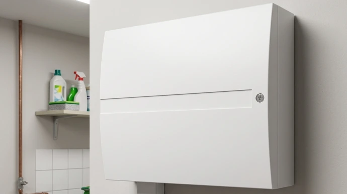 Eine Alarmzentrale an einer Wand im Technikraum.