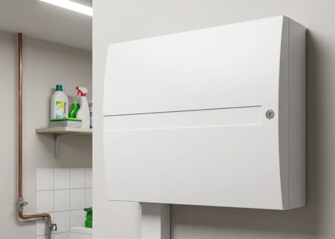 Eine Alarmzentrale an einer Wand im Technikraum.