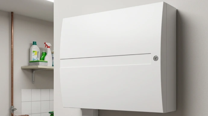 Eine Alarmzentrale an einer Wand im Technikraum.